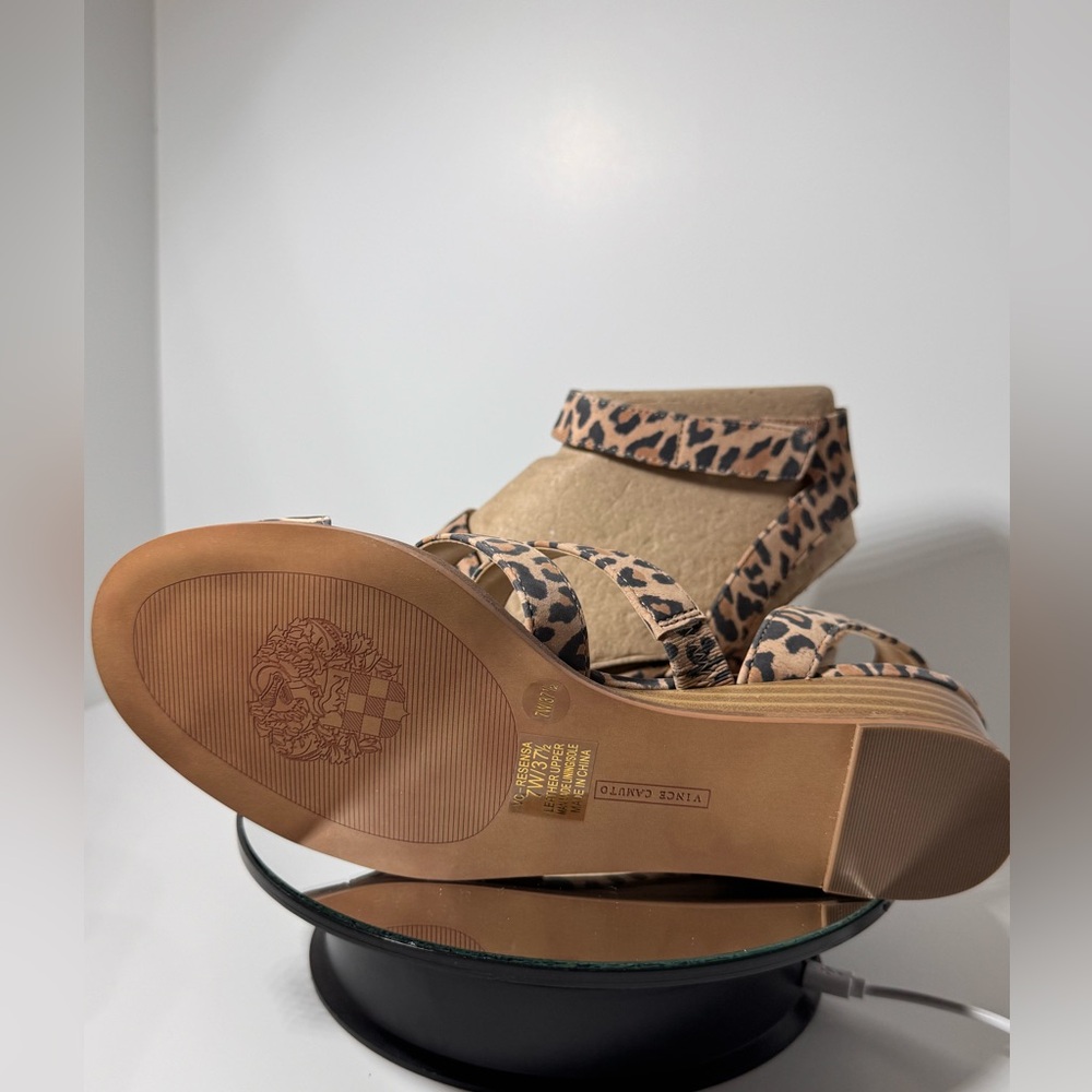 Vince Camaro Resena 7W Demi Wedge Leopard Print Platform Sandals New Tagged - Picture 5 of 7